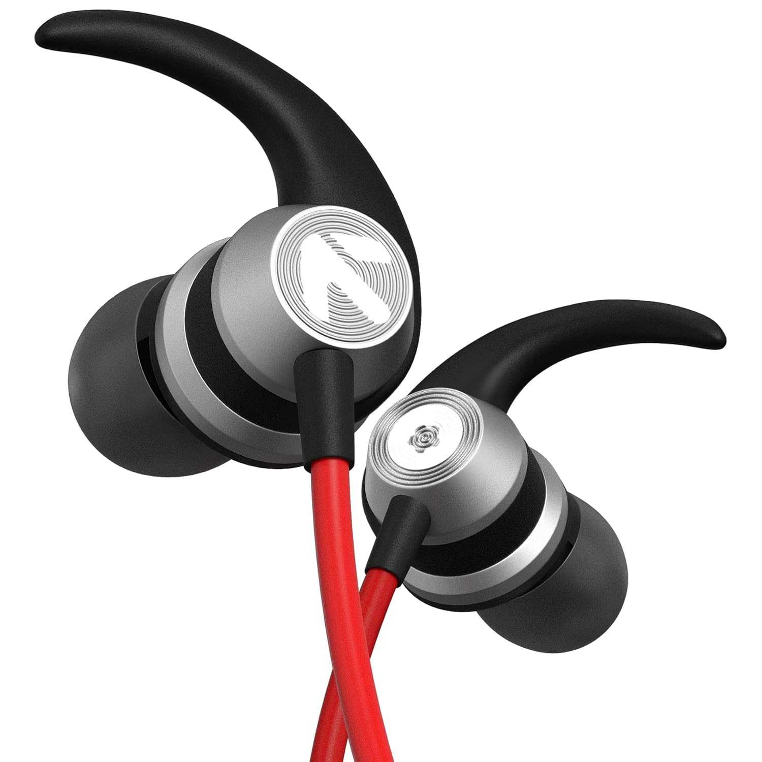 GOBOULT X1 Wired Earphones 10mm BassDriver, Inline Control, IPX5 Water Resistant, Comfort Fit Earphone Wired Headphone with mic,AUX Earphone, Voice Assistant (Red)